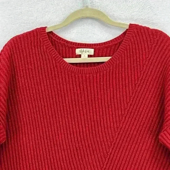 Style & Co Women’s Sweater Sz Large Red Chunky Cotton Blend  Christmas Holiday - Picture 2 of 7